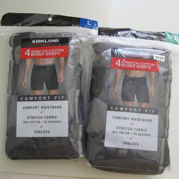 Kirkland Signature Men cotton Boxer Briefs Comfort Fit 4 Pack, Black, gray, L,XL - Picture 1 of 7